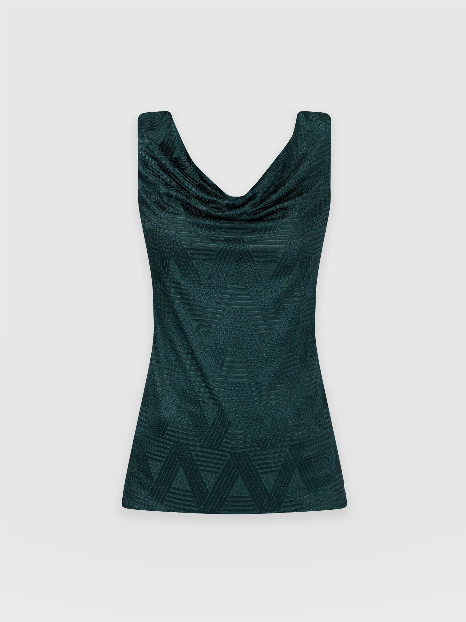 Alanna Cowl Cami - Teal Jacquard
